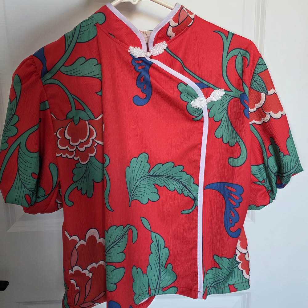 Floral Red Crop Top